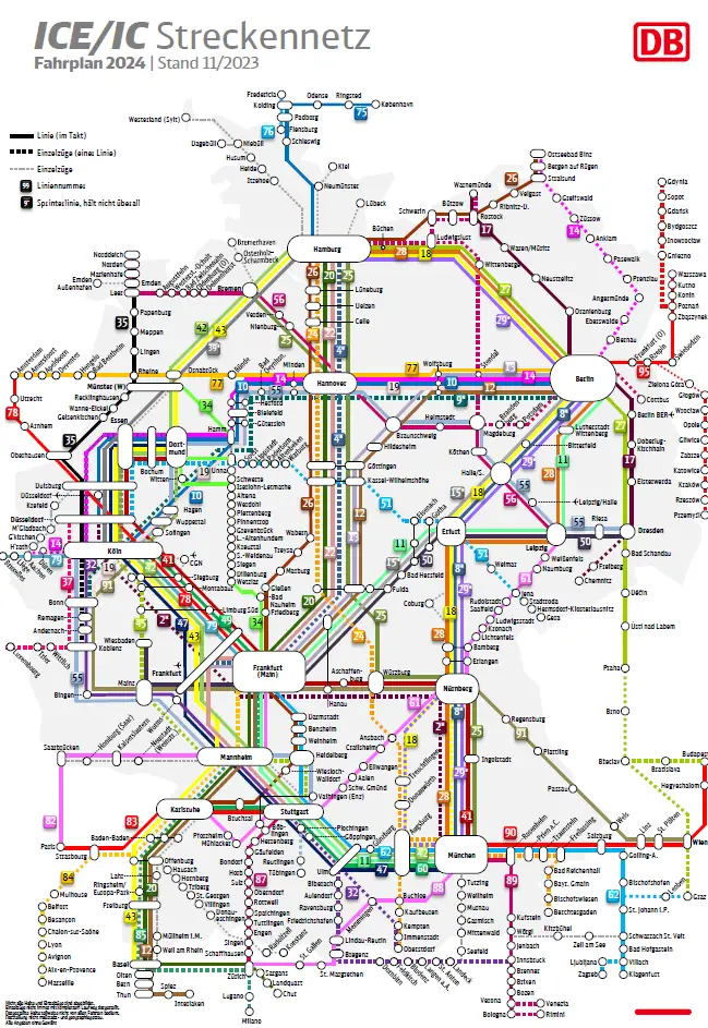 IC & ICE Routes 2024 Germany
